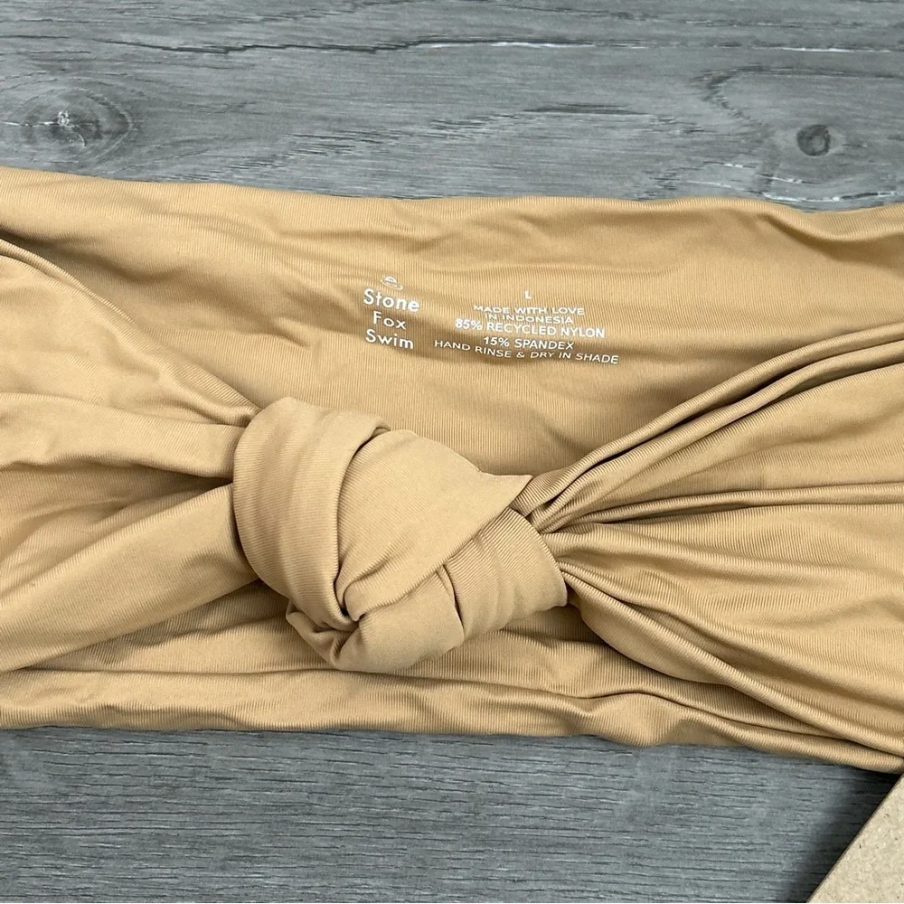 NWT stone fox swim lele‎ bikini strapless top size large women’s tan brown